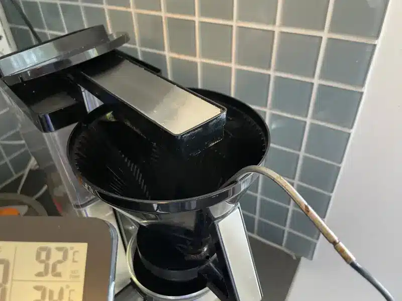 Matning-av-vattentemperatur Mätning av bryggtemperatur under ett kaffebryggartest