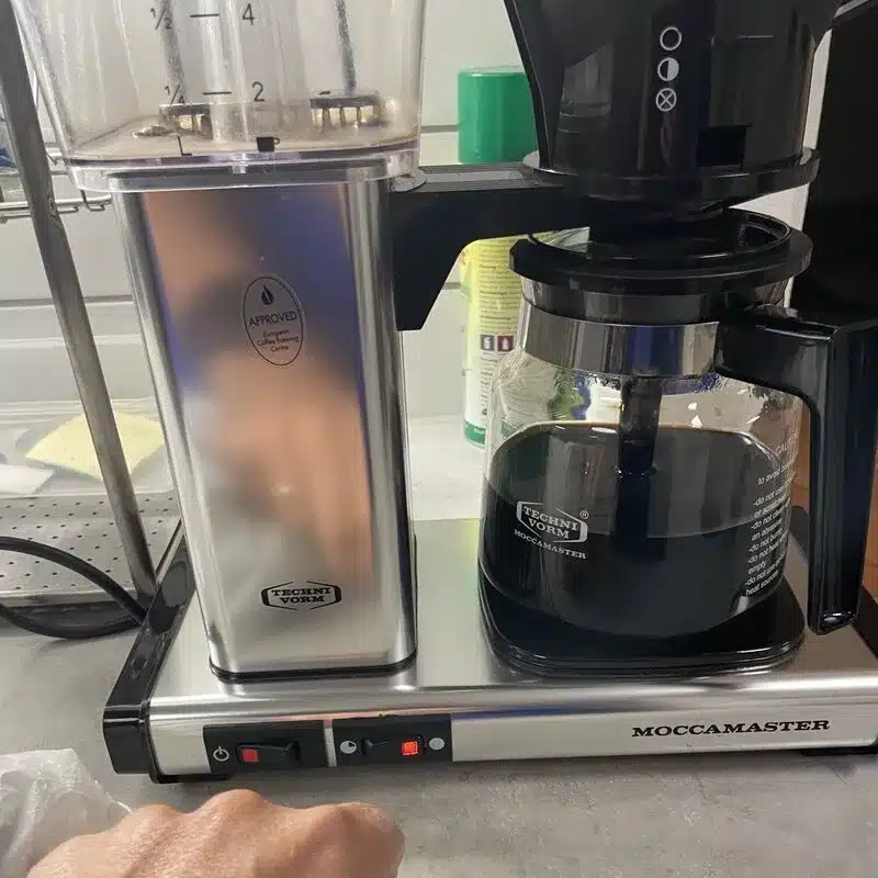 Moccamaster Moccamaster Automatic med färdigbryggt kaffe under vårt test